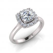 Cushion Halo Scalloped Set I Half Round Shank 