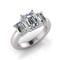 Emerald Three Stone Claw Set | Half Round Shank