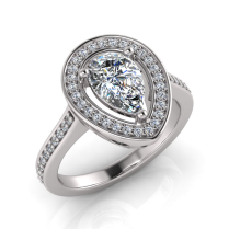 Pear Halo with Heart Cut Outs | Pave Set Shank