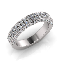 Double Row Micro Pave Set Wedding Ring Matching Wedder For J0183