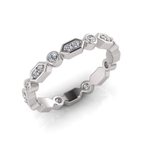 Hexagon Claw Set Rounds And Round Bezel Set Eternity Ring