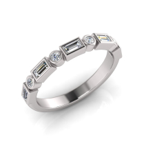 Round And Baguette Bezel Set | Half Round Shank 