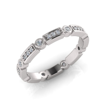 Rectangular Shape Claw Set Rounds And Round Bezel Set Eternity Ring