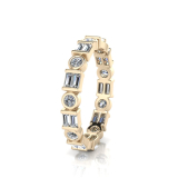 Round Bezel Set And Baguettes Bar Set Eternity Ring