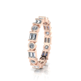 Round Bezel Set And Baguettes Bar Set Eternity Ring