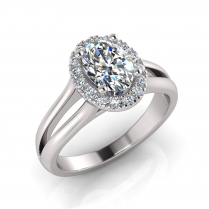 Oval Halo Scalloped Set | Half Round Split Shank