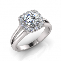 Cushion Halo Scalloped Set | Half Round Split Shank