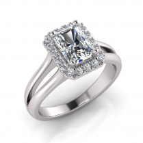 Emerald Halo Scalloped Set | Half Round Split Shank