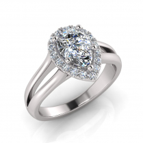 Pear Halo Scalloped Set | Half Round Split Shank