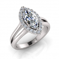Marquise Halo Scalloped Set | Half Round Split Shank 