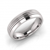 Half Round Triple Line Engraved Men's Ring