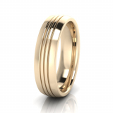 Half Round Triple Line Engraved Men's Ring