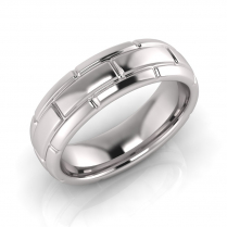 Half Round Triple Row Men's Brick Ring