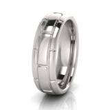 Half Round Triple Row Men's Brick Ring