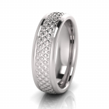 Half Round Lattice Engraved Men's Ring