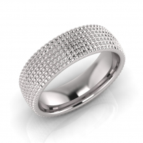 Half Round Square Grid Men's Ring