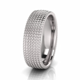 Half Round Square Grid Men's Ring