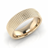 Half Round Square Grid Men's Ring