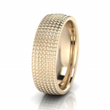 Half Round Square Grid Men's Ring