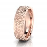 Half Round Square Grid Men's Ring