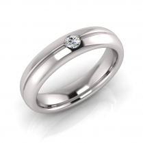 Half Round Single Diamond Narrow Men's Ring