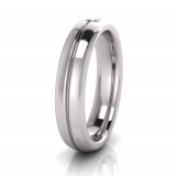 Half Round Single Diamond Narrow Men's Ring