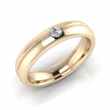 Half Round Single Diamond Narrow Men's Ring