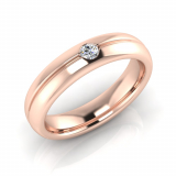 Half Round Single Diamond Narrow Men's Ring