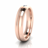 Half Round Single Diamond Narrow Men's Ring