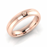 Half Round Single Diamond Narrow Men's Ring