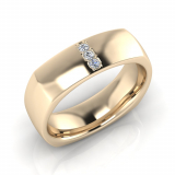 Half Round Square Shaped Three Stone Insert Men's Ring