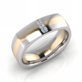 Half Round Square Shaped Three Stone Insert Men's Ring