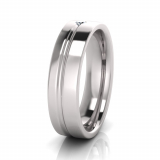Half Round Groove And One Stone Men&rsquo;s Ring