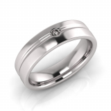 Half Round Groove And One Stone Men&rsquo;s Ring