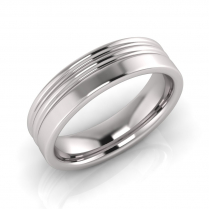 Flat Two Grooves Men&rsquo;s Ring