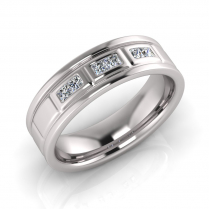 Flat Multi Line Engraved With Stones Men&rsquo;s Ring
