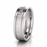 Flat Multi Line Engraved With Stones Men&rsquo;s Ring