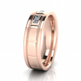 Flat Multi Line Engraved With Stones Men&rsquo;s Ring