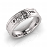 Flat Multi Line Engraved With Stones Men&rsquo;s Ring