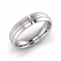 Half Round Triple Row With Stone Men&rsquo;s Ring