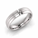 Half Round Triple Row With Stone Men&rsquo;s Ring