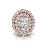 Double Scallop Set Oval Halo Pendant