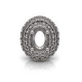 Double Scallop Set Oval Halo Pendant