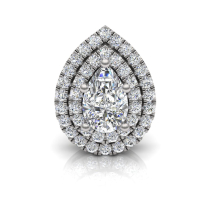 Double Scallop Set Pear Halo Pendant