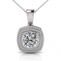 Cushion Bezel Double Halo Pave Set Enhancer