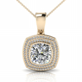 Cushion Bezel Double Halo Pave Set Enhancer
