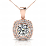 Cushion Bezel Double Halo Pave Set Enhancer