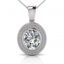 Oval Bezel Double Halo Pave Set Enhancer