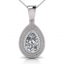 Pear Bezel Double Halo Pave Set Enhancer