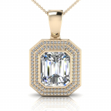 Emerald Bezel Double Halo Pave Set Enhancer